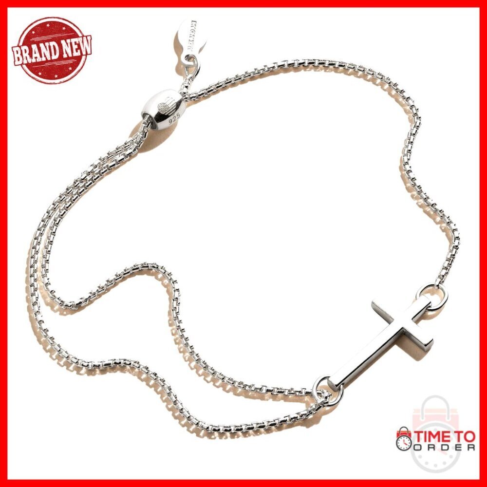 Sterling Silver Adjustable Cross Charm Bracelet, Faith Inspired Jewelry